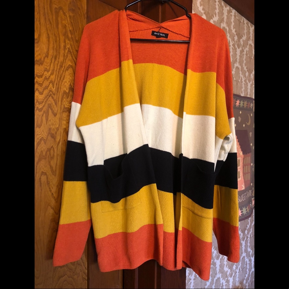 Unique vintage candy corn Halloween cardigan